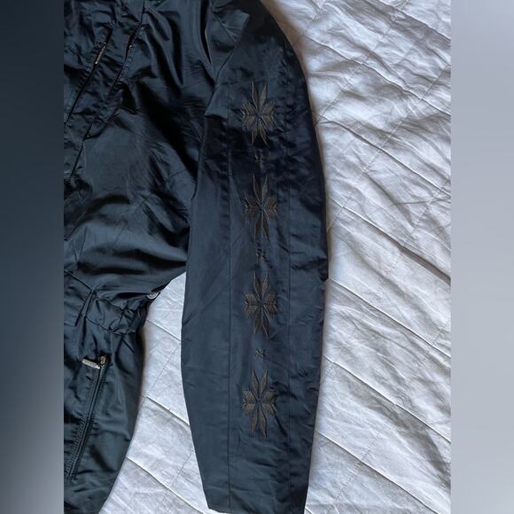 Vintage Fera Signatures Black Fair Isle Snowflake Embroidery Snow Jumpsuit - 12 - Picture 2 of 16